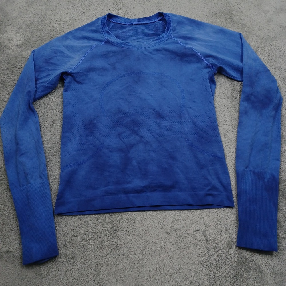 Lululemon Top Womens 6 Blue Activewear Cropped Yoga Training Gym Long Sleeve